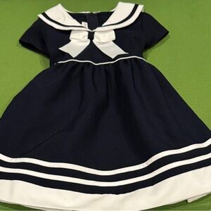 ALLISON ANN Sailor Girl Toddler 3T Blue and White Collar Sundress with Sash Belt